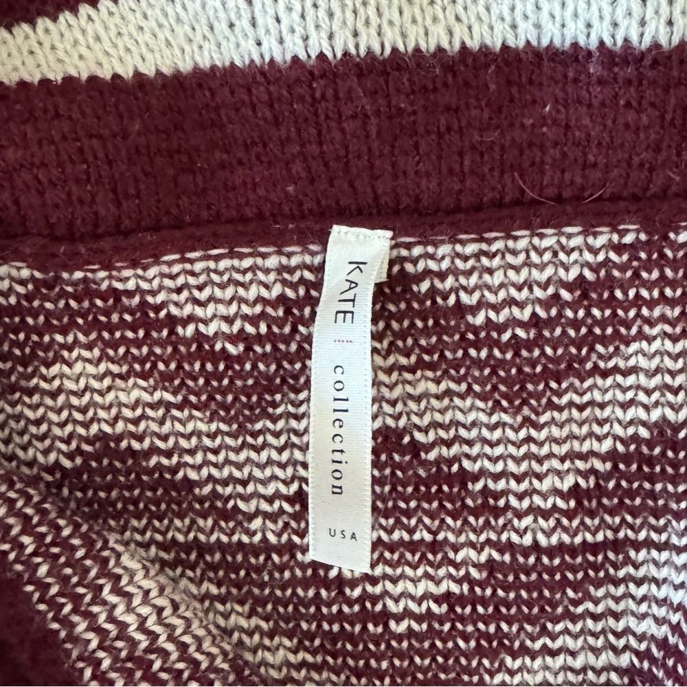 Kate Collection Women's Burgundy and Cream Geometric Cardigan Size Small - Picture 6 of 9